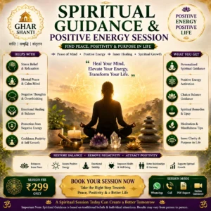 Spiritual guidance and positive energy session banner featuring meditation, healing energy, spiritual consultation, chakra balance, calming atmosphere, and positive energy support.